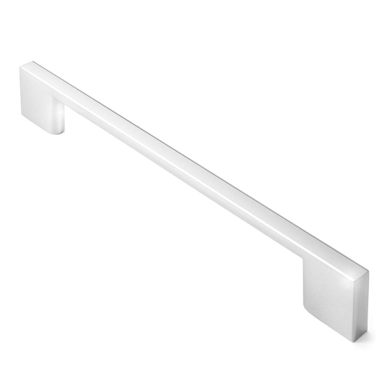 CAULDHAM 10 Pack Solid Kitchen Cabinet Pulls Handles (6-5/16" Hole Centers) - Modern Thin Profile Drawer/Door Hardware - Style M255 - Polished Chrome - Image 1